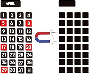 Double-Sided Magnetic Numbers and Months and Mount Metal Plates with Adhesive for Acrylic Calendar