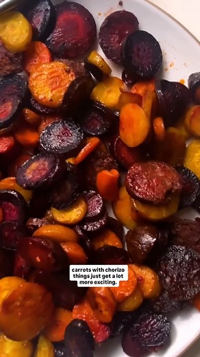 Here’s how to make Ali Slagle’s Roasted Carrots and Chorizo: https://nyti.ms/4nAqgP8 | NYT Cooking