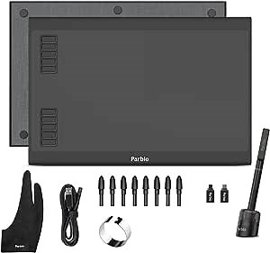 Computer Drawing Tablet, Parblo 10x6 Graphic Pen Tablet Input Devices for Education E-Learning Drawing Design Editing w/ 8192 Levels Battery-Free Stylus & 10 Express Keys