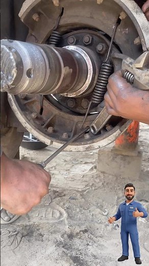 Installing Truck Brake Shoe Springs 🔧#shorts #automobile