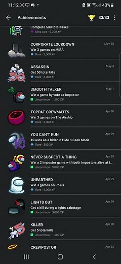 I finished all 33 Achievements in among us