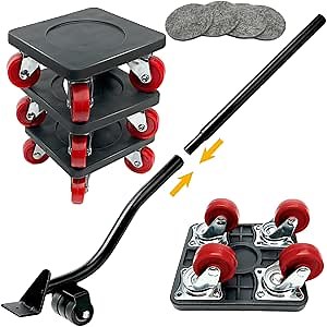 Furniture Lifters for Heavy Furniture, Furniture Dolly, Furniture Movers with 4 Wheels Sliders and Upgraded Crowbar Set 5 PCS, for Easy and Safe Moving Max 600 lbs Load Capacity