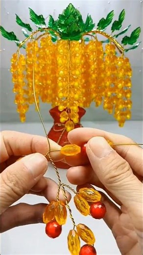 Beautiful Golden Beads Tree Making 🌳✨ #youtubeshorts #trending #crochet #viral ‪@MrBeast‬