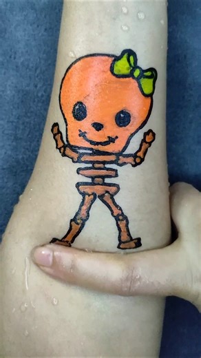 Cute skeleton 🦴 Temporary Tattoo by floating pen art sticker #shorts #tattoo