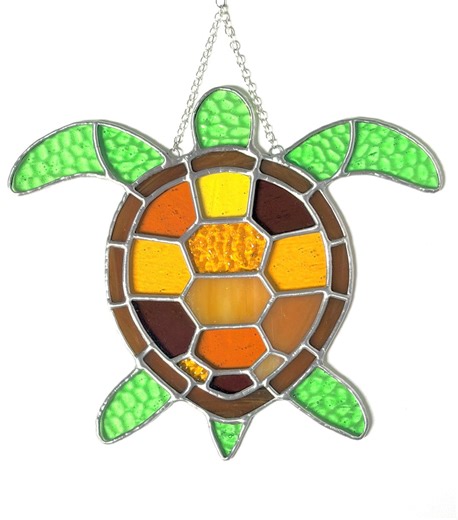 Handmade Stained Glass Sea Turtle Suncatcher - Etsy