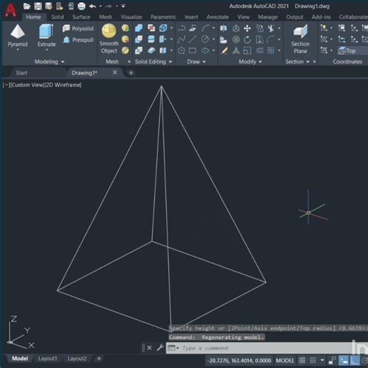 AutoCAD 3D Pyramid Tutorial 🔥 |Easy Step-by-Step for Beginners #autocad#cadwork#pyramid#architecture