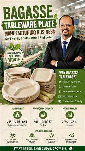 Bagasse Tableware Business Ka Complete Setup #businessideas #startupindia #smallindustries