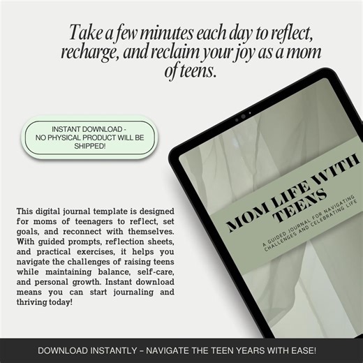 Mom Life With Teens Journal | 46 Editable Digital Templates for Busy Moms - Etsy