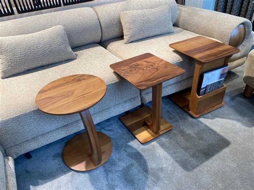 Walnut C Shaped Side Table With Wheels – Handmade Solid Wood Sofa Table – Round or Rectangular End Table With Optional Shelf - Etsy