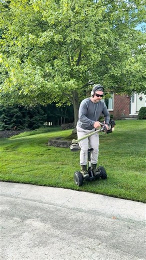 Hop on, hop off! #lawnmaintenance #lawncare #segway