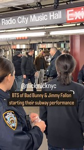 This is how it all started! Jimmy Fallon & Bad Bunny walking in to the subway for their surprise performance earlier today 🎬 @badbunnypr @jimmyfallon #entertainmentnews #bts #badbunny #jimmyfallon #subway | New York Mickey