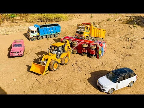 Bharat Benz Dumper Truck Accident Rescue Jcb Tata Dumper Stuck Mudd Pulling Out Excavator Machine