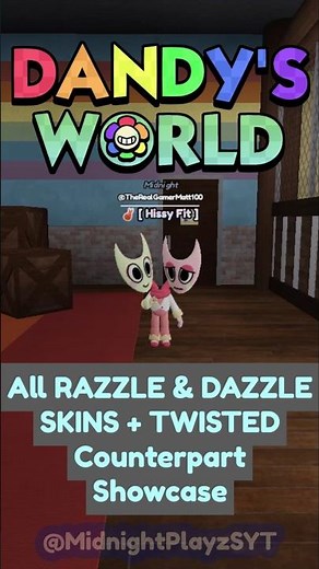 Dandy's World: All RAZZLE AND DAZZLE'S SKINS + TWISTED Counterpart Showcase 🤍 🖤 🎭