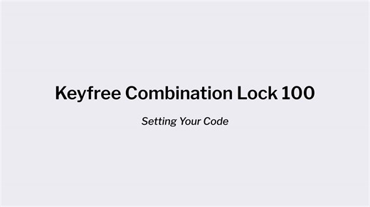 Keyfree Combination_Lock 100_Setting Your Code