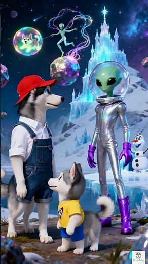 Husky Family's Wild Space Ride! 🚀❤️