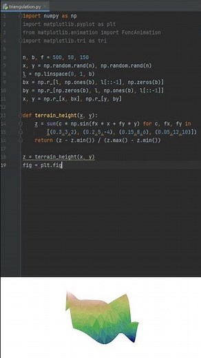 Montagne procédurale en Python : générer un terrain animé ! #shorts #code