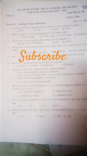 9th STD c/science half yearly exam question paper 2025😎👍