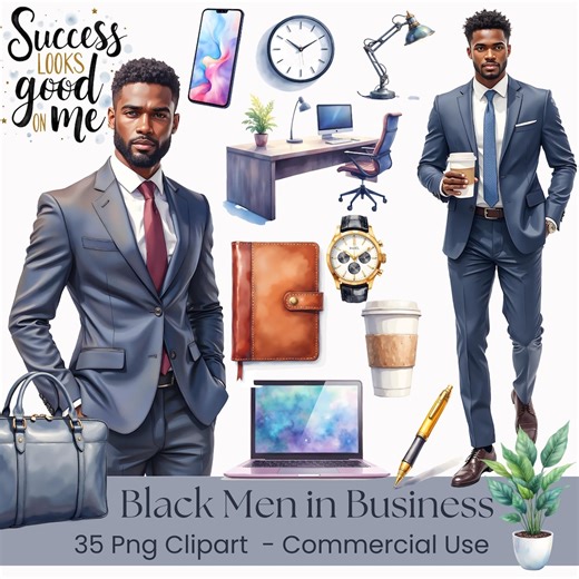Black Men in Business Clipart PNG | Professional Black Male Clipart | Entrepreneur Workspace | Success Quotes | Commercial Use - Etsy Australia