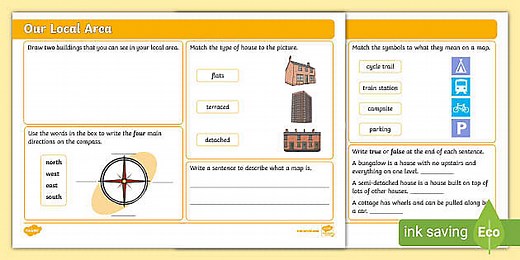 KS1 Geography Revision Mat: Our Local Area