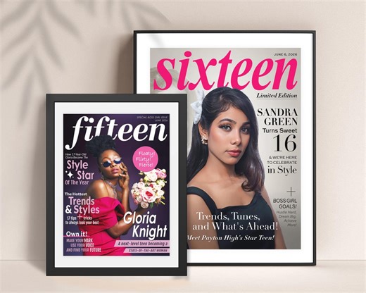 Custom Magazine Cover for Teen Girl Gifts, Fun 16th Birthday Gift for Teens, 17th 18th Birthday Portrait, Sweet Sixteen Gifts Personalized - Etsy