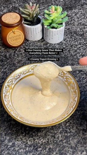 Creamy Yogurt Dressing for your salads 🥗✨Homemade taste easy to make at home. #recipe #cooking #fyp