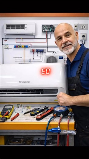 ❄️⚠️ Código de Erro E0 – Ar Condicionado Gree Inverter O seu ar-condicionado Gree Inverter está mostrando o código E0? Esse erro geralmente está relacionado a falha de configuração ou problema na memória da placa eletrônica. 🔧 Possíveis causas: • Queda ou oscilação de energia • Erro de configuração após instalação • Conectores ou alimentação elétrica com falha • Defeito na placa eletrônica 👉 Antes de trocar qualquer peça, verifique a alimentação, conexões e a configuração do equipamento. 📚 Co