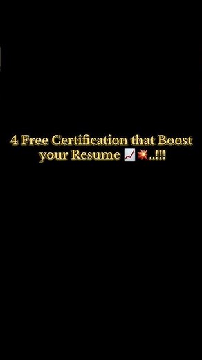 4 Free Certifications That Will Upgrade Your Resume 📈🔥#FreeCertification #ResumeTips #CareerGrowth