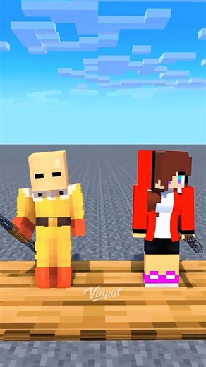 HELP JJ Mikey and JJ sister throw spear to the space #shorts #gaming #minecraft