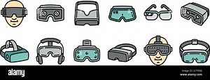 Game goggles icons set. Outline set of game goggles vector icons for web design isolated on white background Stock Vector Image & Art - Alamy