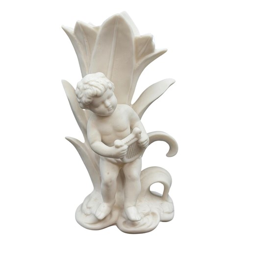 Vtg Mid Century Japan White Bisque Porcelain Cherub Harp Player Bud Vase 5.5 In - Etsy