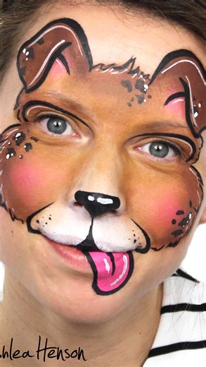 Ashlea Henson | Learn how to paint this cute puppy dog face painting design 🐶 #facepaint #facepainting #easyfacepaint #dogfacepaint #puppyface... | Instagram