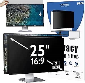 Peslv [2 Pack] 25 Inch Privacy Screen for Computer Monitor 16:9 Aspect Ratio, Eye Protection Anti Blue Light Glare Shield, 25inch Removable Black Blackout Anti Spy Desktop Security Private Filter