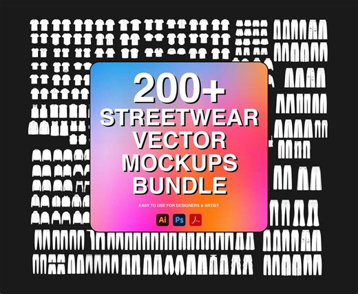Streetwear Vector Mockup Bundle, Hoodie T Shirt Sweatshirt Mockups, Apparel Design Vector Files - Etsy