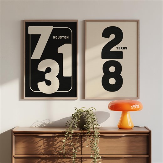 Houston 713 Area Code - Texas State Number 28 Poster Set - Black and White - Off-white - Etsy