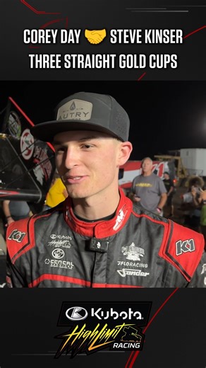 💰 Corey Day's thoughts on joining Steve Kinser in the #GoldCup71 record books with three straight wins. #Kubota #HighLimitRacing 🏁 | FloRacing