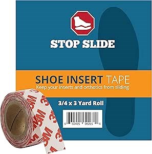 Stop Slide Shoe Insert Double Sided Tape | Keep Shoe Orthotics and Insoles from Moving Inside Shoes | ¾” x 3 Yard roll