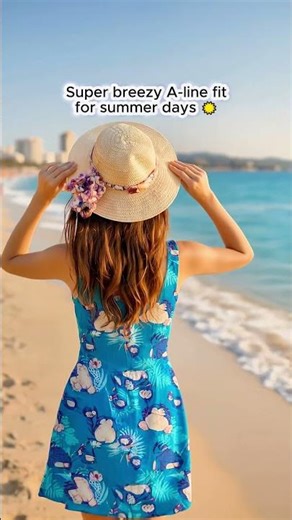 Adorable Snorlax Tropical Evolution Sleeveless Dress! 💤 Blue Pokemon Summer Outfit #Snorlax #pokemon