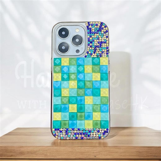 Colorful Mosaic Tile Glass | Handmade Sparkly Bejeweled Rhinestone | iPhone & Samsung Case - Etsy
