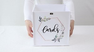 OurWarm Wedding Card Box with Lock, White PVC Gift Card Box for Wedding Reception, Eucalyptus DIY Wedding Envelope Money Card Box for Party Graduation Baby Shower Birthday Decorations