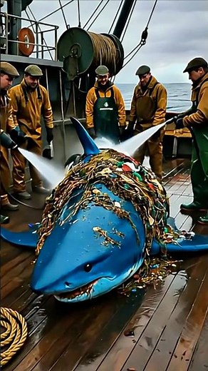 Rescued from the Trash: Giant Shark Freed from Ocean Tire Trap!