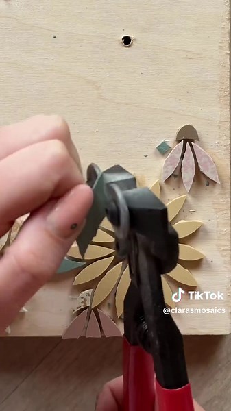Unique Mosaic Art Process: Tile Cutting and Placing