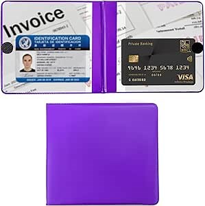 Ziciner Car Registration and Insurance Holder, 5.2"× 4.7" Premium Leather Auto Glove Box Organizer with Closure, Essential Car Document Holder for Card, Driver License (Purple)