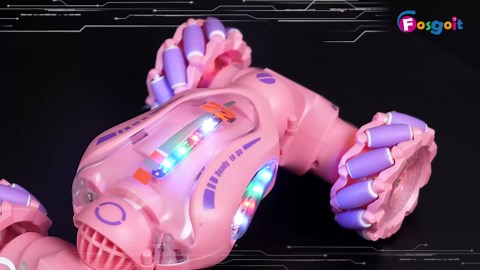 Pink Remote Control Car Toys Gifts for Girls 6-12, with Light & Music & Spray, 2.4Ghz 4WD Double-Sided 360° Rotating Gesture Sensing RC Stunt Car, Birthday for Girls Kids