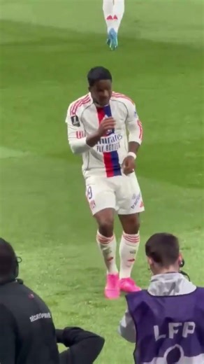 Endrick dances after scoring for Lyon against PSG in the French Championship.