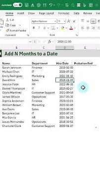 Add any number of months to a date in Excel #shorts