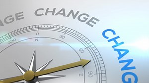 Download Compass with the text CHANGE right path, concept video for good direction white shiny background for free