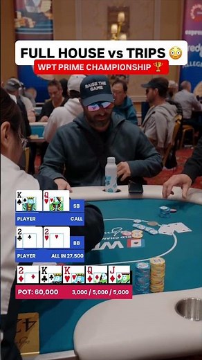 FULL HOUSE vs TRIPS at $1,100 WPT Prime Championship 😳 #wpt #poker #shorts