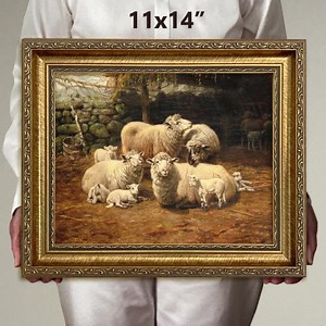 Framed Sheep Oil Painting Print on Canvas, Framed Antique Sheep Giclee Art Print, Vintage Rustic Country Animal Artwork - Etsy