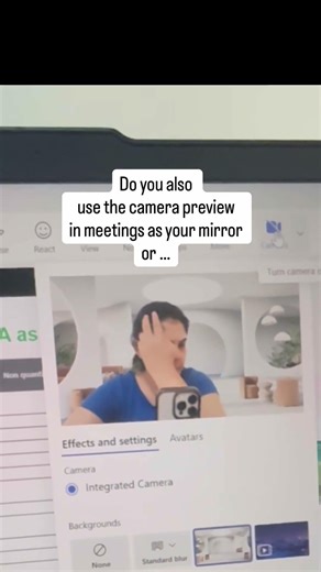 Meeting camera preview is personal mirror 😅 #microsoftteams #office #trending #corporate #ytshorts