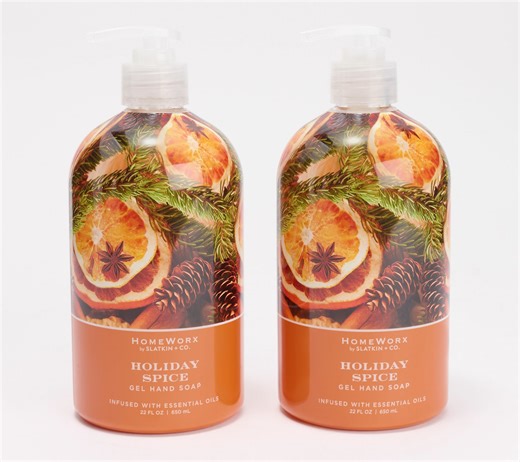 HomeWorx by Slatkin   Co. S/2 22oz Holiday Spice Hand Soaps - QVC.com